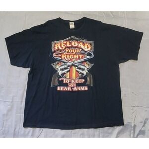 2nd Amendment Reload Your Right To Keep And Bear Arms Black T Shirt Mens 2XL VTG